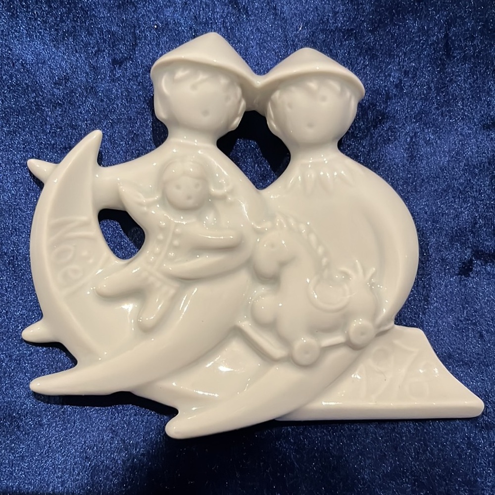 1978 Haviland Christmas ornament France "Sledding Angel" Discontinued